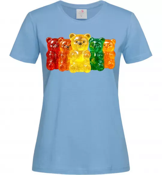 Женская футболка Мармеладні ведмедики Голубой фото