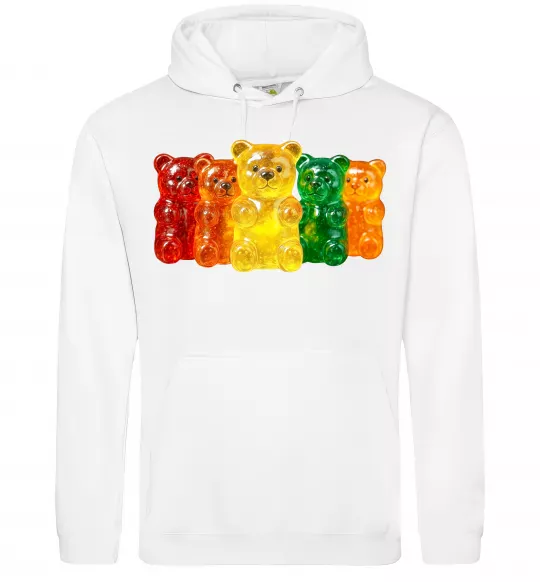 Мужская толстовка (худи) Мармеладні ведмедики Белый фото