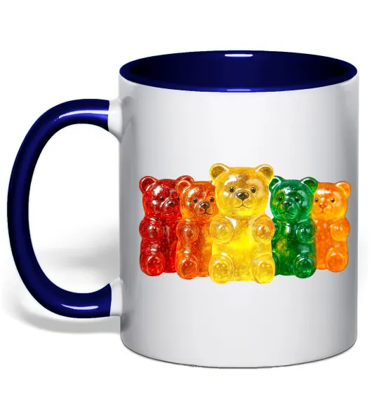 Чашка з кольоровою ручкою Мармеладні ведмедики Глибокий темно-синій фото