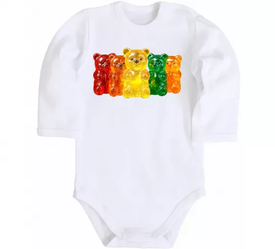 Дитячий бодік Мармеладні ведмедики Білий фото