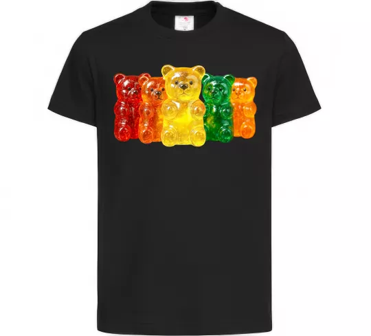 Дитяча футболка Мармеладні ведмедики Чорний фото
