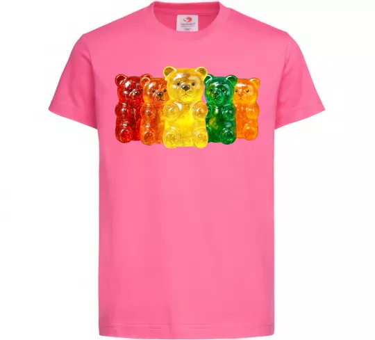 Дитяча футболка Мармеладні ведмедики Яскраво-рожевий фото