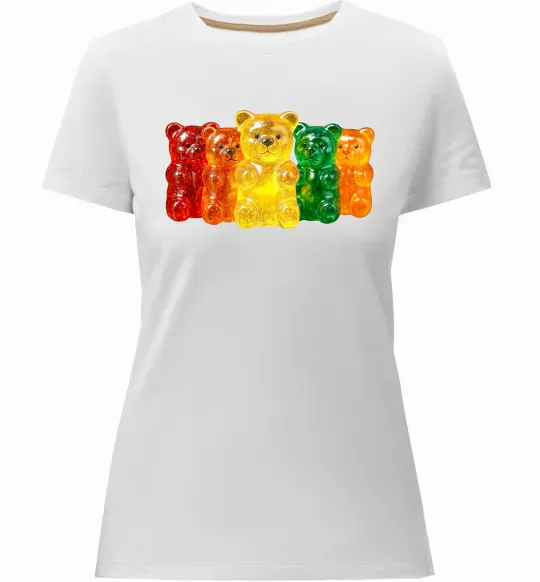Женская премиум футболка Мармеладні ведмедики Белый фото
