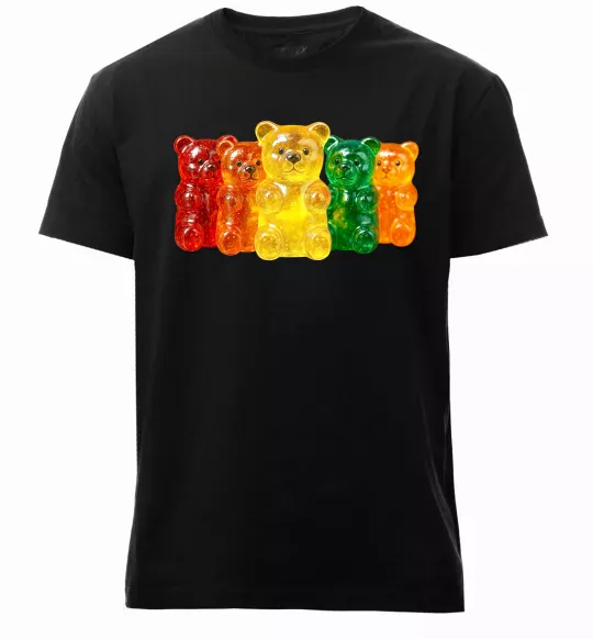 Мужская премиум футболка Мармеладні ведмедики Черный фото