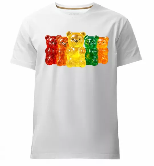 Мужская премиум футболка Мармеладні ведмедики Белый фото