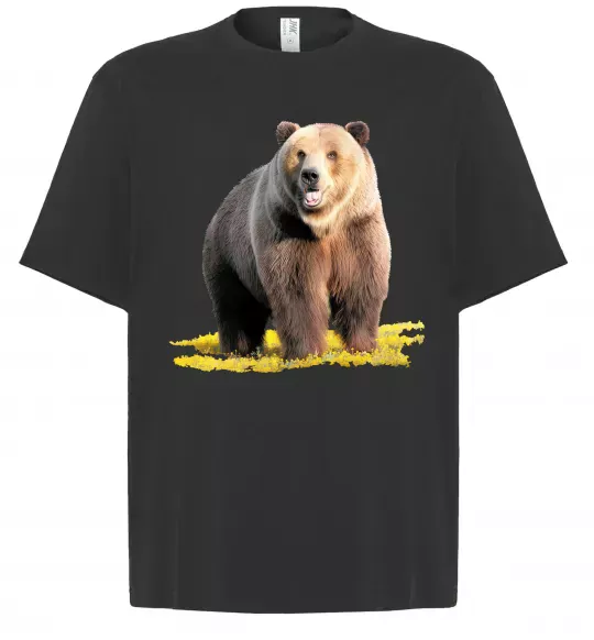 Футболка Оверсайз Ведмідь на поляні Черный фото