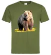 Мужская футболка Ведмідь на поляні Оливковый фото