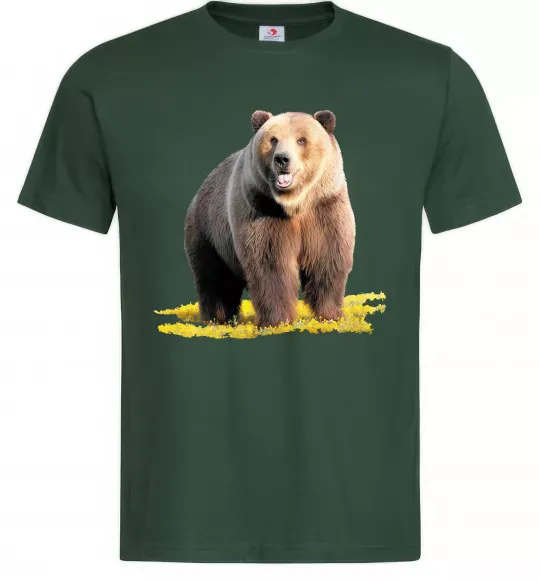 Мужская футболка Ведмідь на поляні Темно-зеленый фото