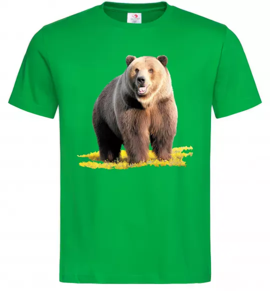 Мужская футболка Ведмідь на поляні Зеленый фото