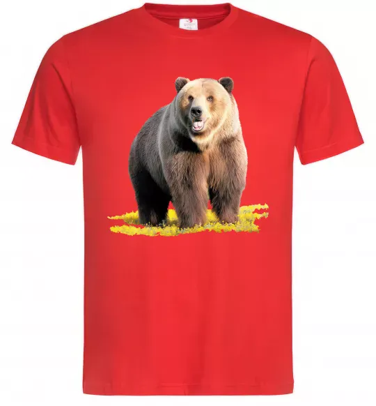 Мужская футболка Ведмідь на поляні Красный фото