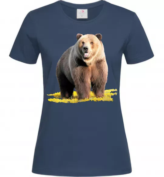 Жіноча футболка Ведмідь на поляні Темно-синій фото