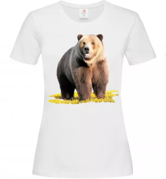 Жіноча футболка Ведмідь на поляні Білий фото
