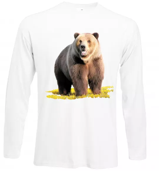 Лонгслів Ведмідь на поляні Білий фото