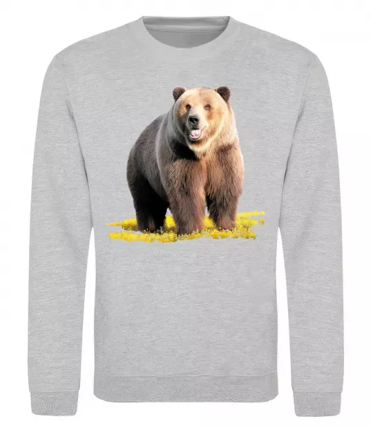 Свитшот Ведмідь на поляні Серый меланж фото