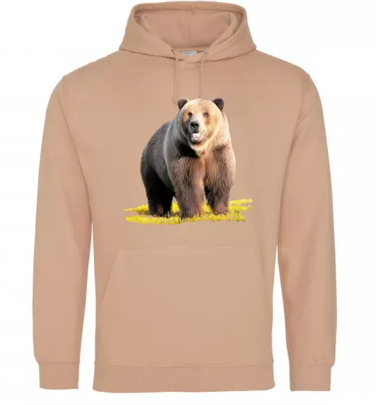 Жіноча толстовка (худі) Ведмідь на поляні Пісочний фото