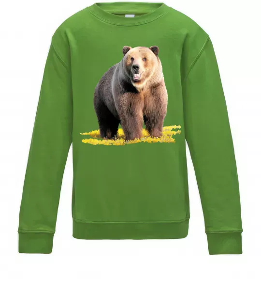 Дитячий світшот Ведмідь на поляні Лаймовий фото