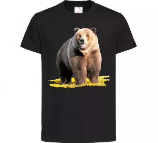 Дитяча футболка Ведмідь на поляні Чорний фото
