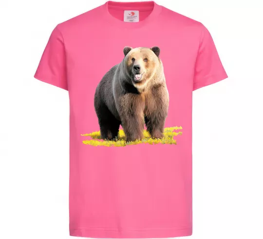 Дитяча футболка Ведмідь на поляні Яскраво-рожевий фото
