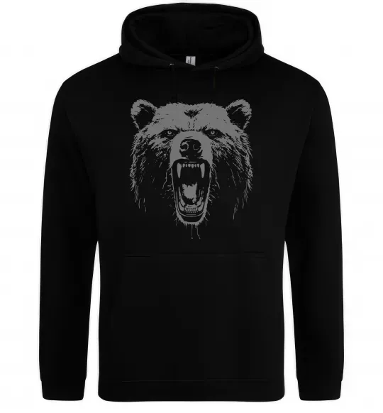 Женская толстовка (худи) Ведмідь розлючений Черный фото