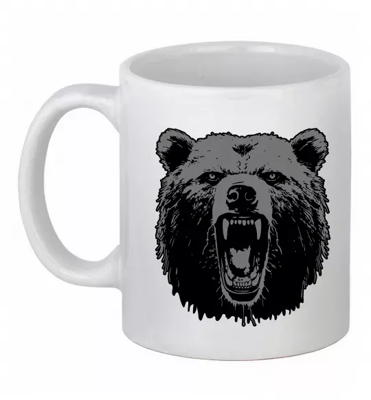 Чашка керамическая Ведмідь розлючений Белый фото