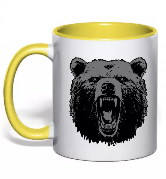 Чашка с цветной ручкой Ведмідь розлючений Солнечно желтый фото
