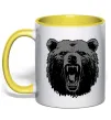 Чашка с цветной ручкой Ведмідь розлючений Солнечно желтый фото