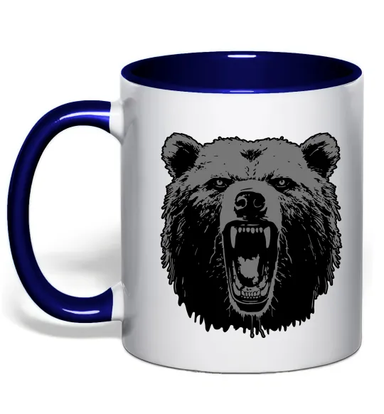 Чашка с цветной ручкой Ведмідь розлючений Глубокий темно-синий фото