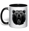 Чашка с цветной ручкой Ведмідь розлючений Черный фото