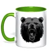 Чашка з кольоровою ручкою Ведмідь розлючений Лаймовий фото