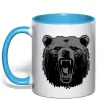 Чашка с цветной ручкой Ведмідь розлючений Голубой фото