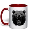 Чашка с цветной ручкой Ведмідь розлючений Красный фото