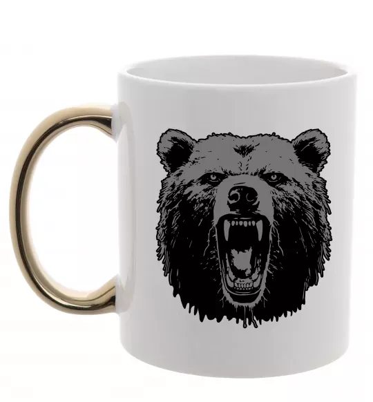 Чашка с цветной ручкой Ведмідь розлючений Золото фото