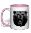 Чашка с цветной ручкой Ведмідь розлючений Нежно розовый фото
