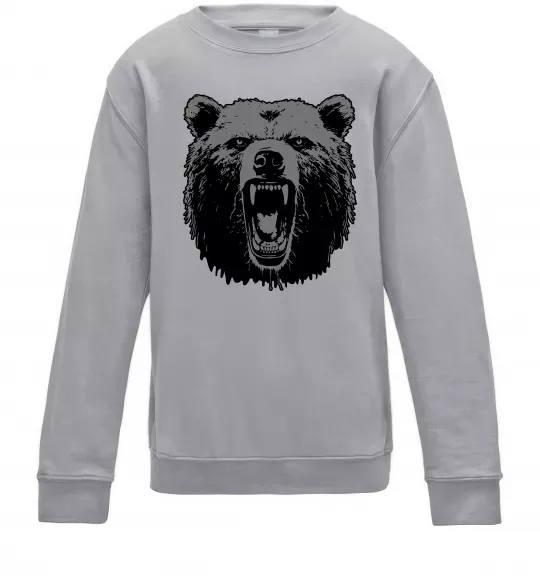 Детский Свитшот Ведмідь розлючений Серый меланж фото