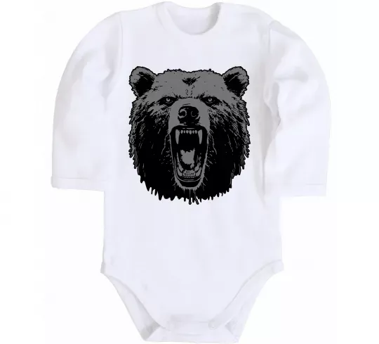 Детский боди Ведмідь розлючений Белый фото