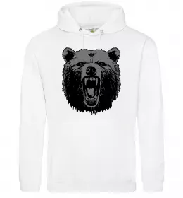 Мужская толстовка (худи) Ведмідь розлючений Белый фото
