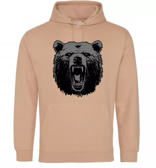 Мужская толстовка (худи) Ведмідь розлючений Песочный фото