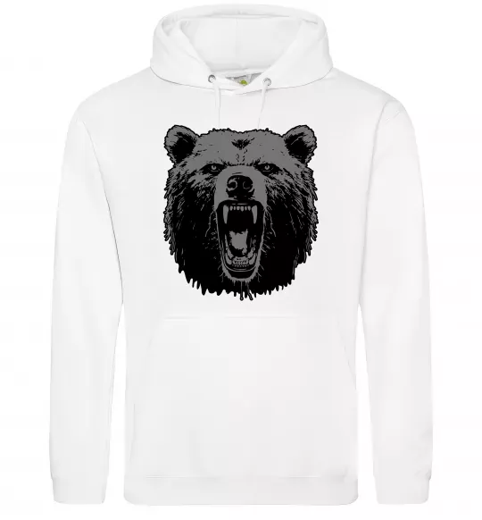 Женская толстовка (худи) Ведмідь розлючений Белый фото