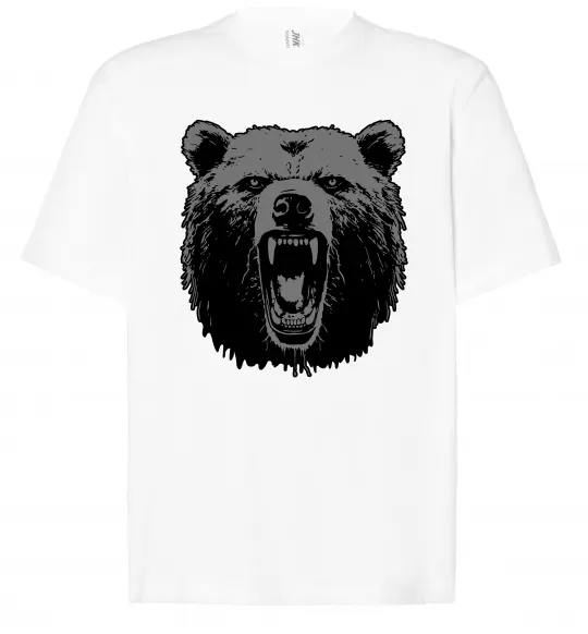 Футболка Оверсайз Ведмідь розлючений Білий фото