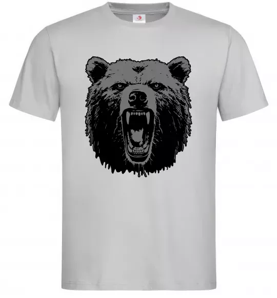 Мужская футболка Ведмідь розлючений Серый фото