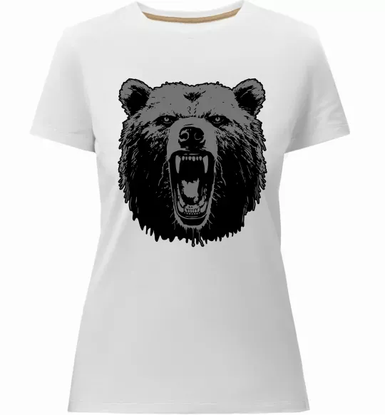 Женская премиум футболка Ведмідь розлючений Белый фото