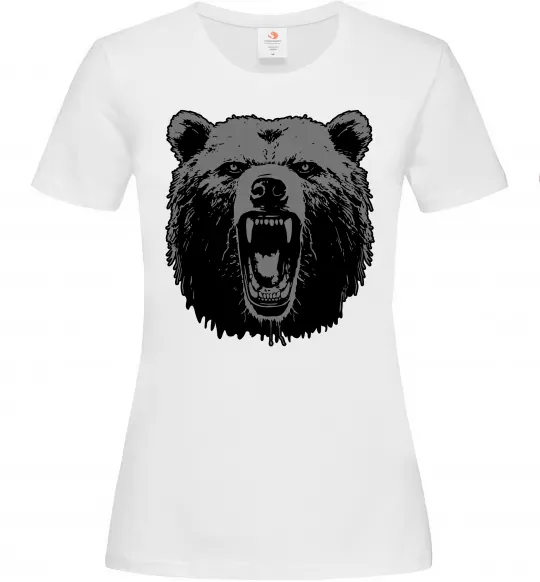 Женская футболка Ведмідь розлючений Белый фото
