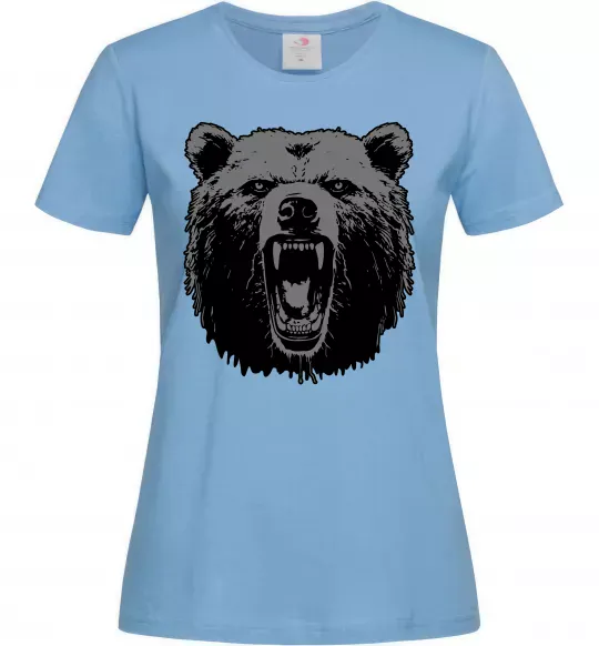 Женская футболка Ведмідь розлючений Голубой фото