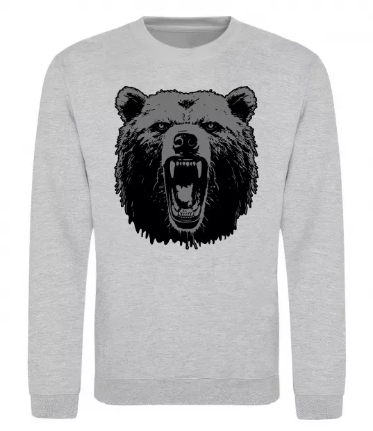 Свитшот Ведмідь розлючений Серый меланж фото