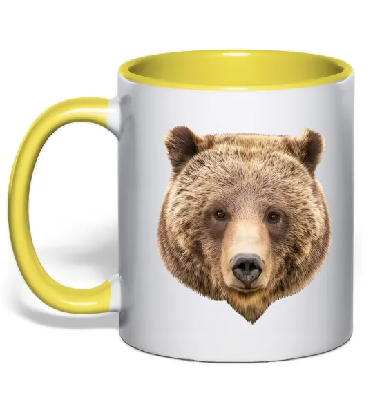 Чашка з кольоровою ручкою Ведмідь фото Лимонний фото