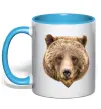 Чашка з кольоровою ручкою Ведмідь фото Блакитний фото