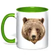 Чашка з кольоровою ручкою Ведмідь фото Зелений фото