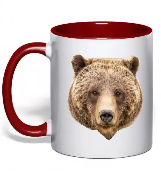 Чашка з кольоровою ручкою Ведмідь фото Червоний фото