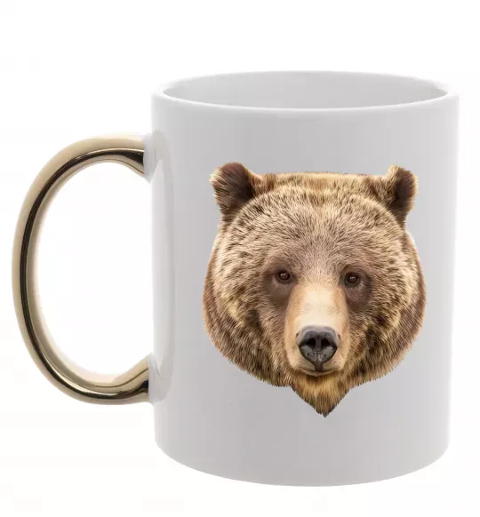 Чашка з кольоровою ручкою Ведмідь фото Золото фото
