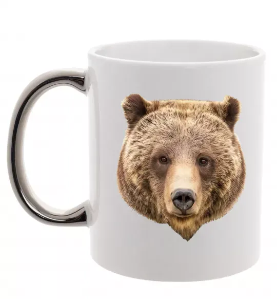 Чашка з кольоровою ручкою Ведмідь фото Срібло фото